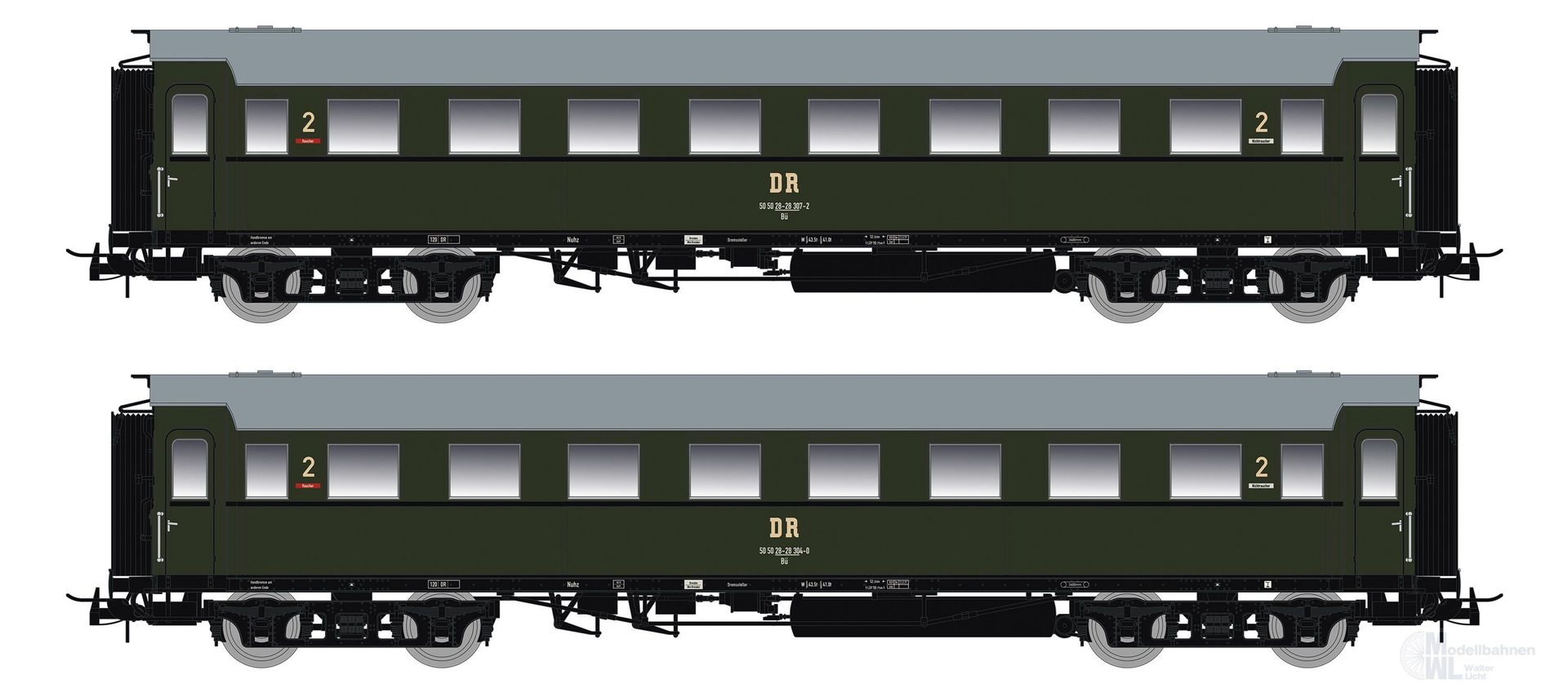 Saxonia Modellbau 87197 - Personenwagen Set DR Ep.IV C4Ü Sa 07 2.tlg. Beleuchtung H0/GL