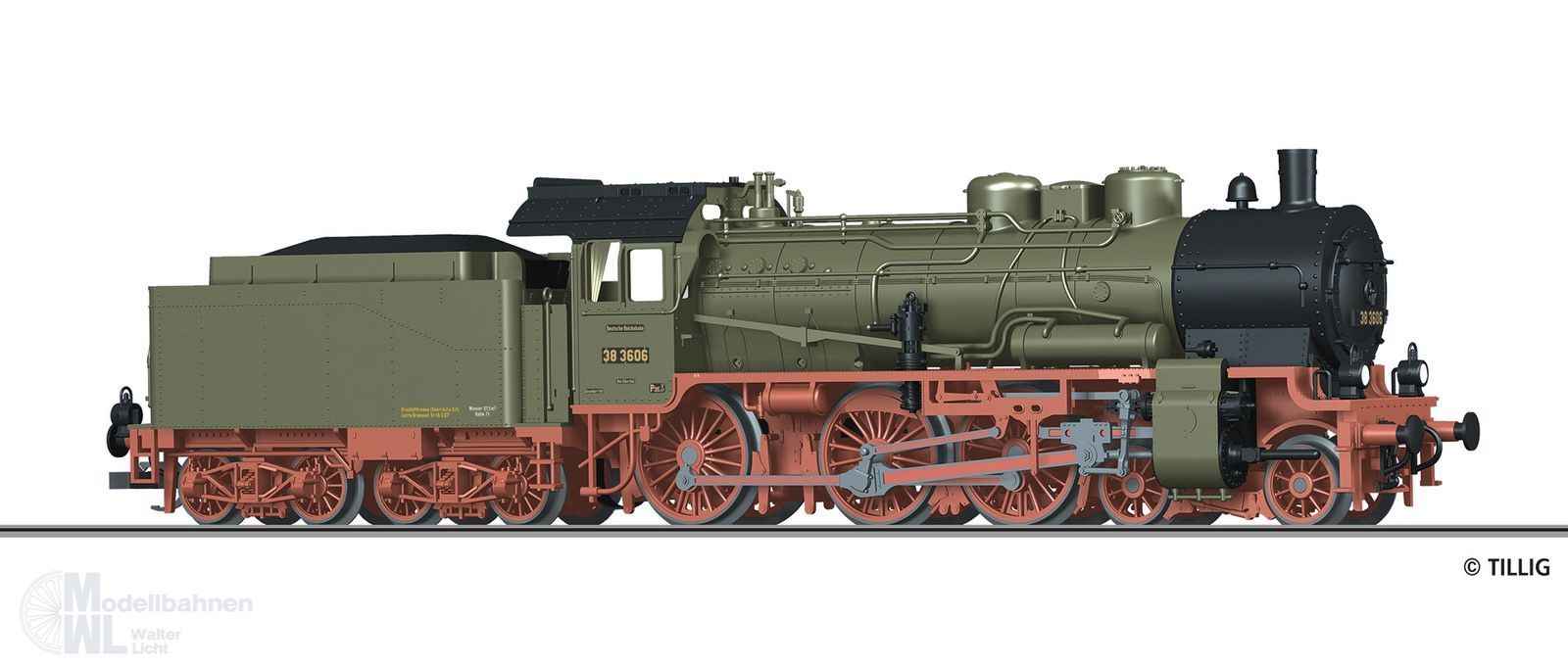 Tillig 502898 - Dampflok BR 38 DRG Ep.II Länderbahn-Farbgebung TT 1:120