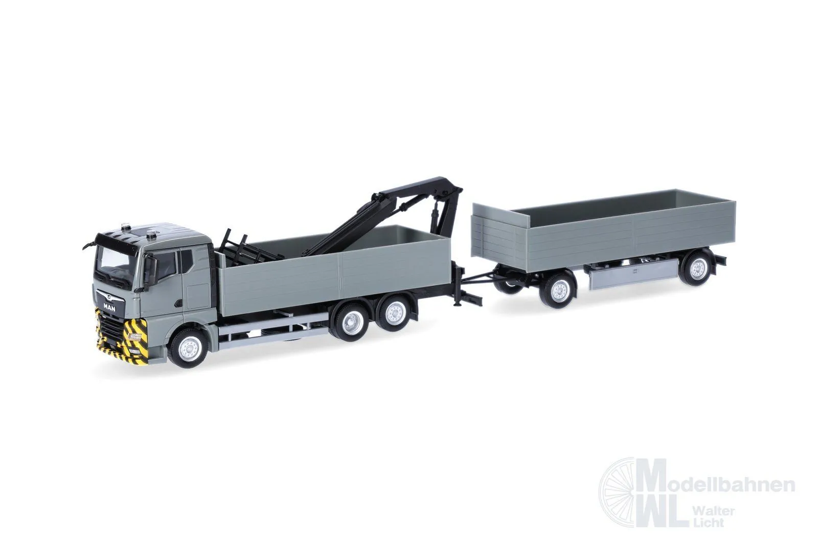 Herpa 320825 - MAN TGX GN Pritschen-Hängerzug mit Kran H0 1:87