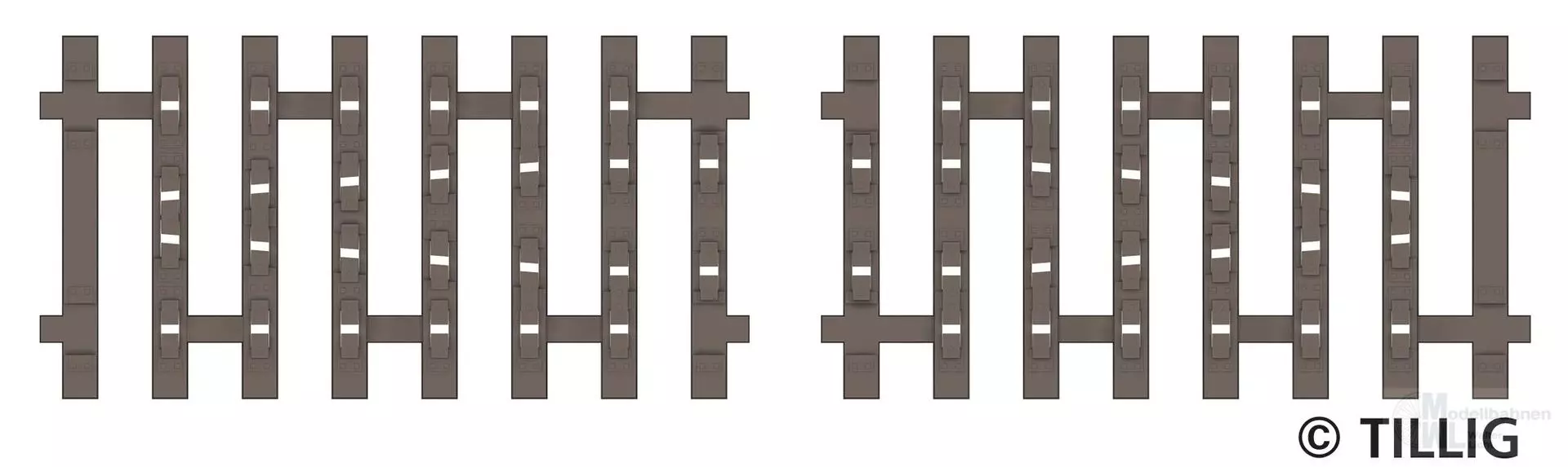 Tillig 83191 - Flex-Schwellenband Zwangsgleis (beidseitig) 2 x 41,5mm Endstück TT 1:120