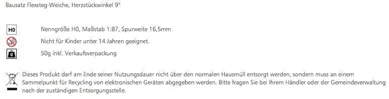 Tillig 85451 - Bausatz Flexsteg-Weiche Herzstückwinkel 9° H0/GL