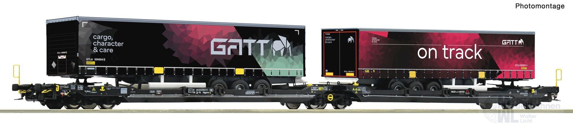 Roco 6600170 - Doppeltaschen-Gelenkwagen TX Logistik Ep.VI T3000e Auflieger GATT H0/GL