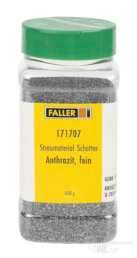 Faller 171707 - Streumaterial Schotter anthrazit fein 600 g H0 1:87