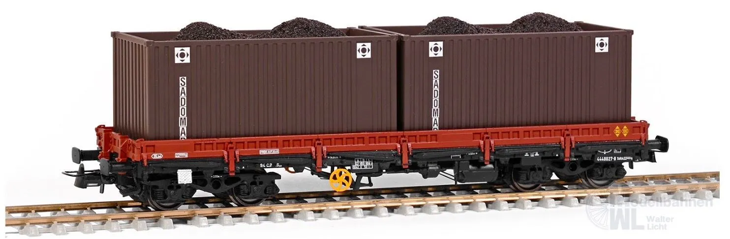 Sudexpress S454027 - Rungenwagen CP Ep.III Lyv versão 2 Container Sadomar H0/GL