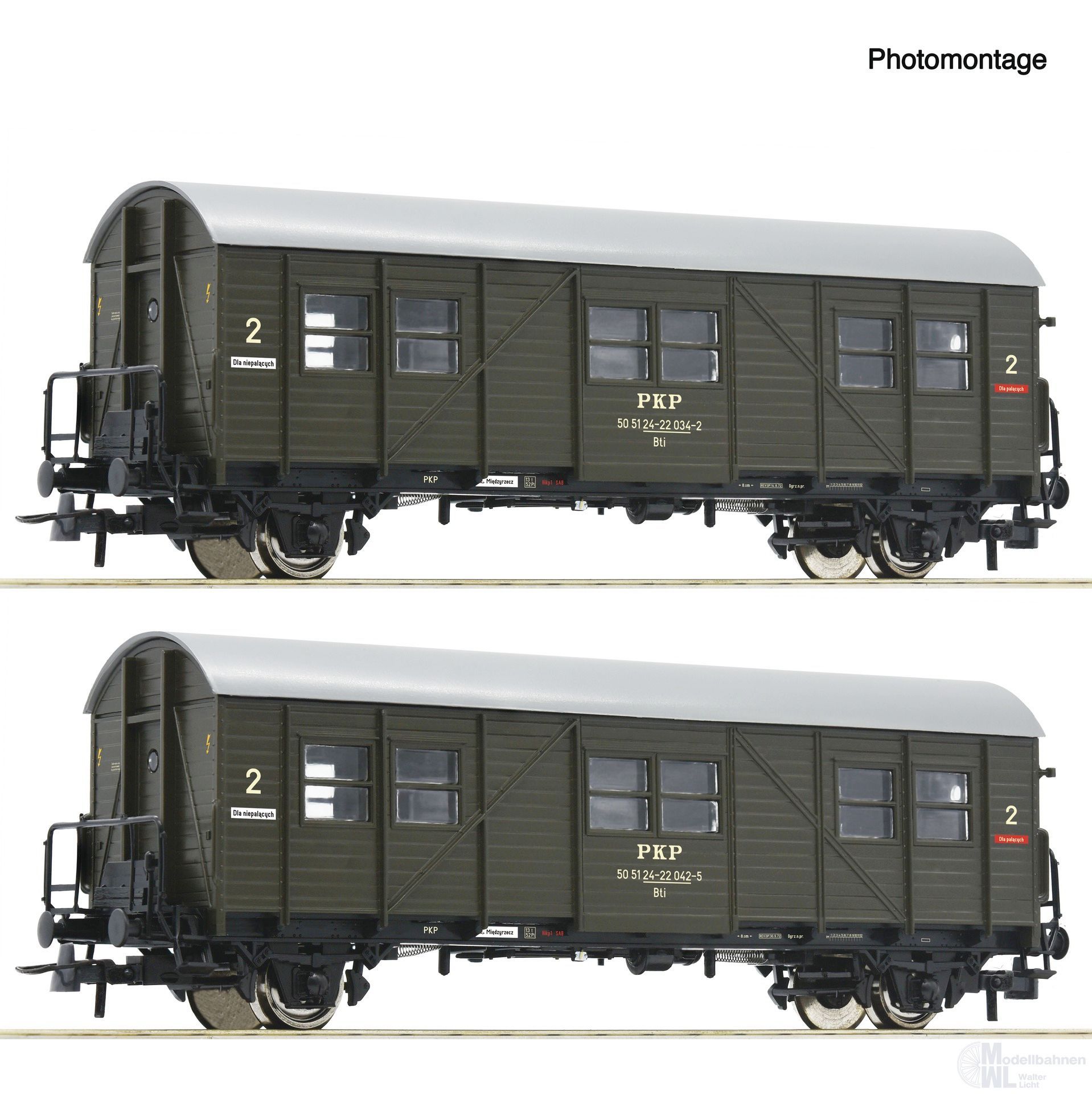 Roco 6200195 - Behelfspersonenwagen Set PKP Ep.IV 2.tlg. H0/GL