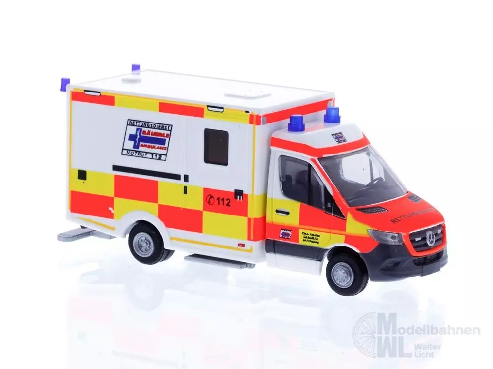 Rietze 76146 - Mercedes-Benz WAS RTW ´18 Rettungsdienst Bäuerle Ambulanz Augsburg H0 1:87