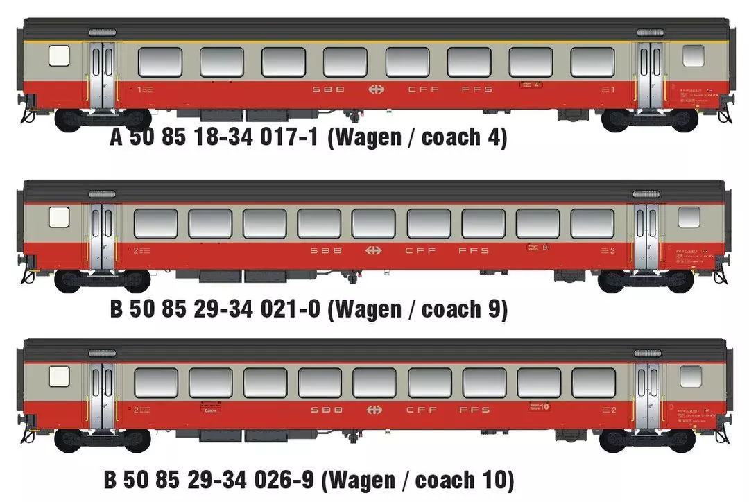 LS Models MW2108-2AC - Personenwagen Set SBB Ep.IV EW III Swiss Express 3.tlg. H0/WS