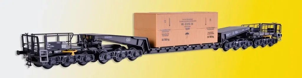 Kibri 16510 - Waggon UNION Schienentiefladewagen Uaais 819 mit Übersee Holzkiste H0 1:87
