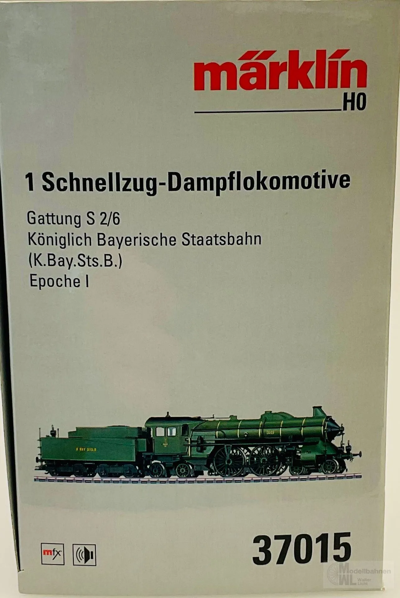 Märklin 37015 - MÄRKLIN - Dampflok S 2/6 K.Bay.Sts.B Ep.I H0/WS Sound