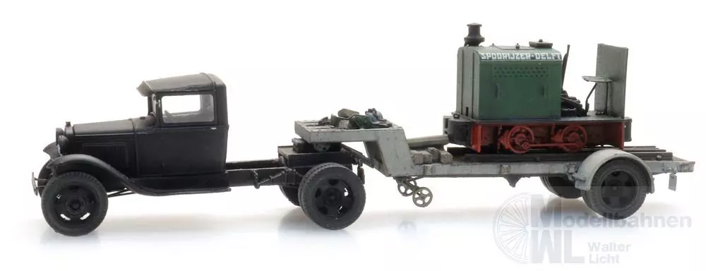 ARTITEC b.v. 387.556 - Ford AA Sattelauflieger Deutz Lokomotive Fertigmodell H0 1:87