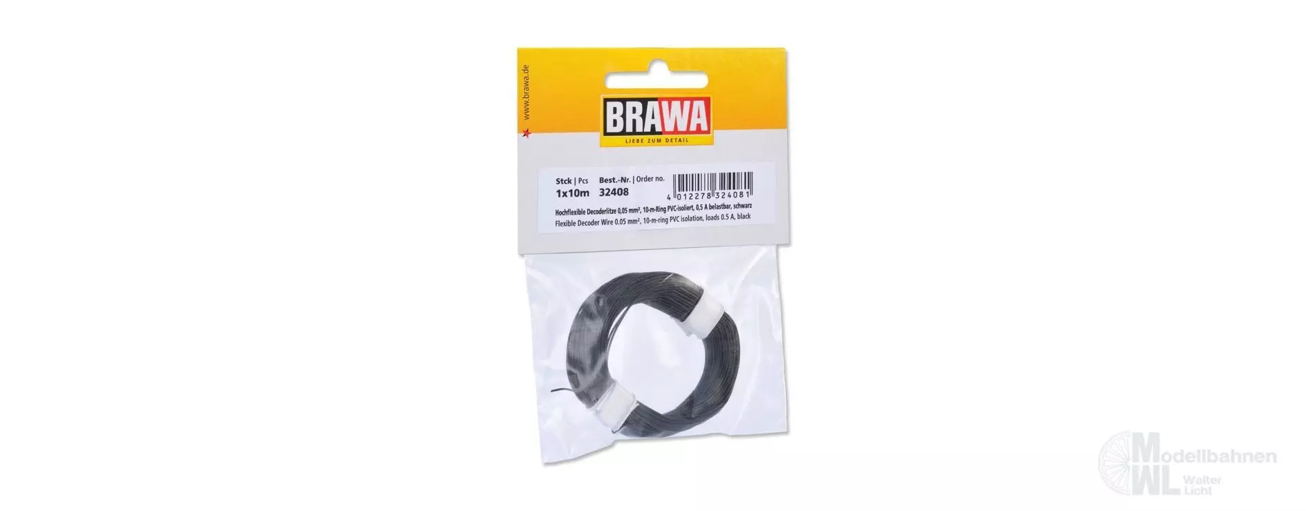 Brawa 32408 - Decoderlitze 0.05qmm schwarz 10 Meter