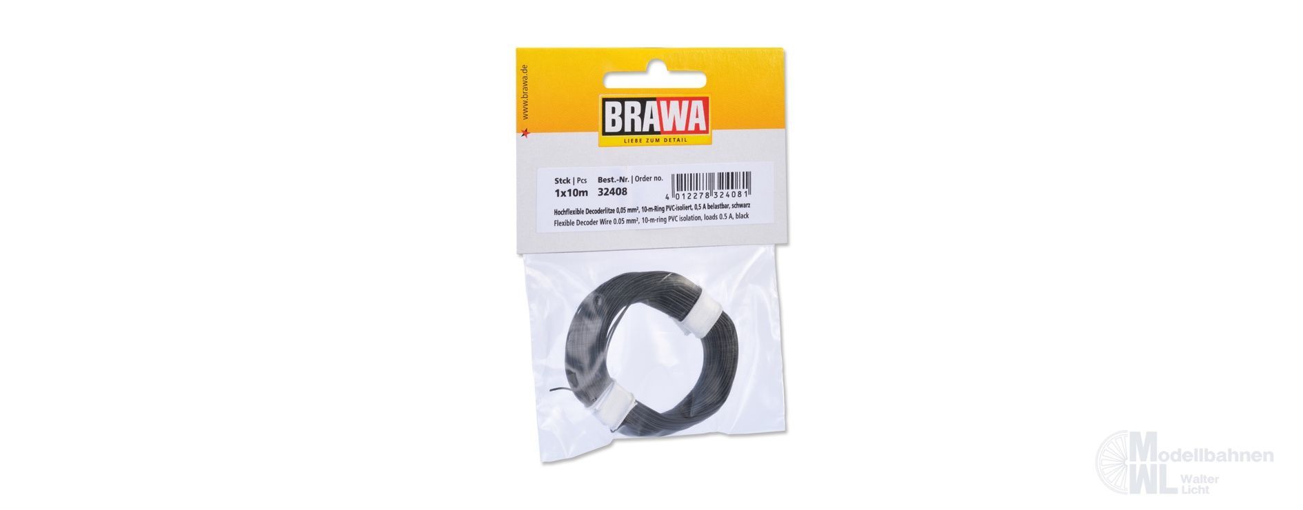 Brawa 32408 - Decoderlitze 0.05qmm schwarz 10 Meter Brawa 32408 - Decoderlitze 0.05qmm schwarz 10 Meter