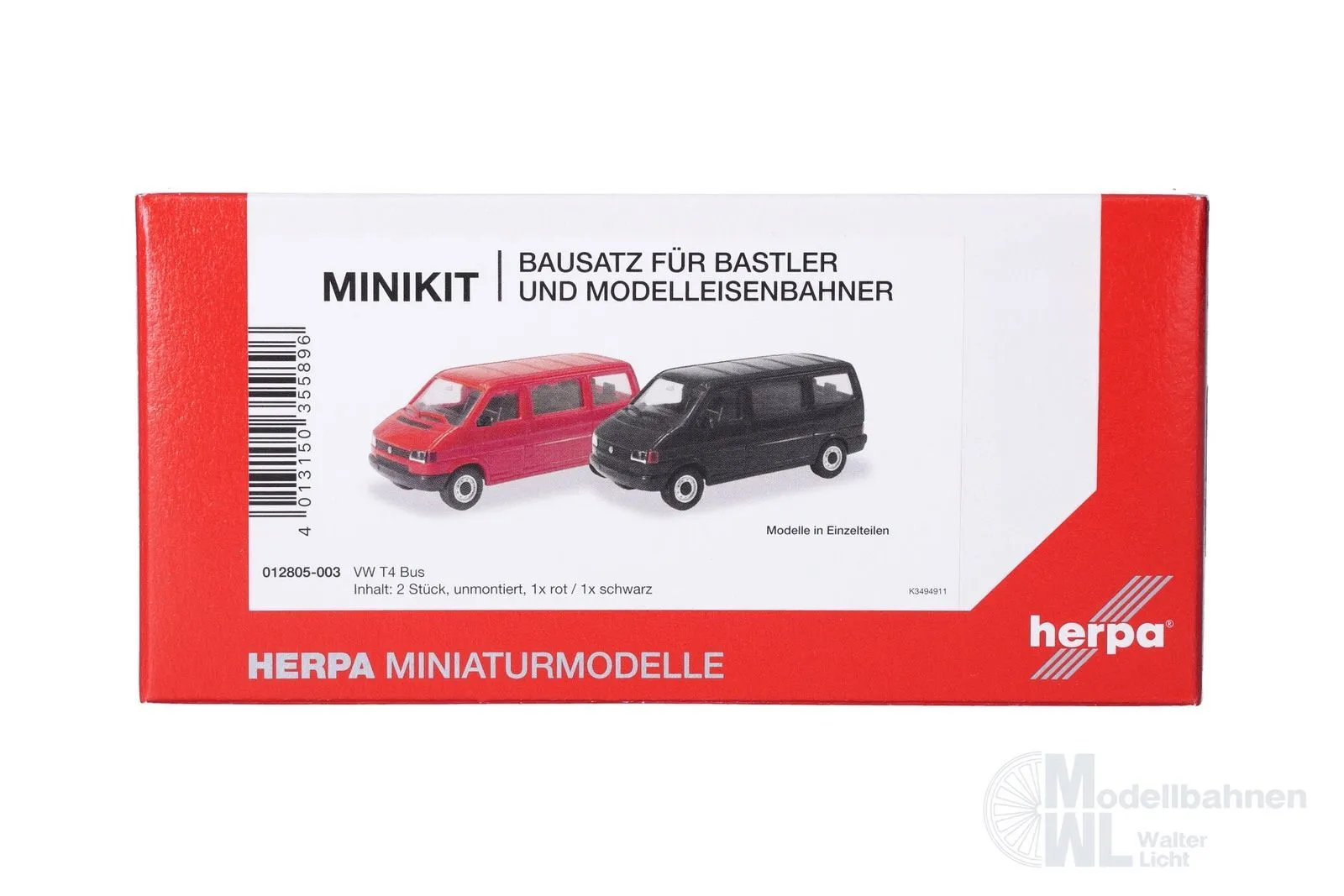 Herpa 012805-003 - MiKi VW T4 Bus rot und schwarz H0 1:87