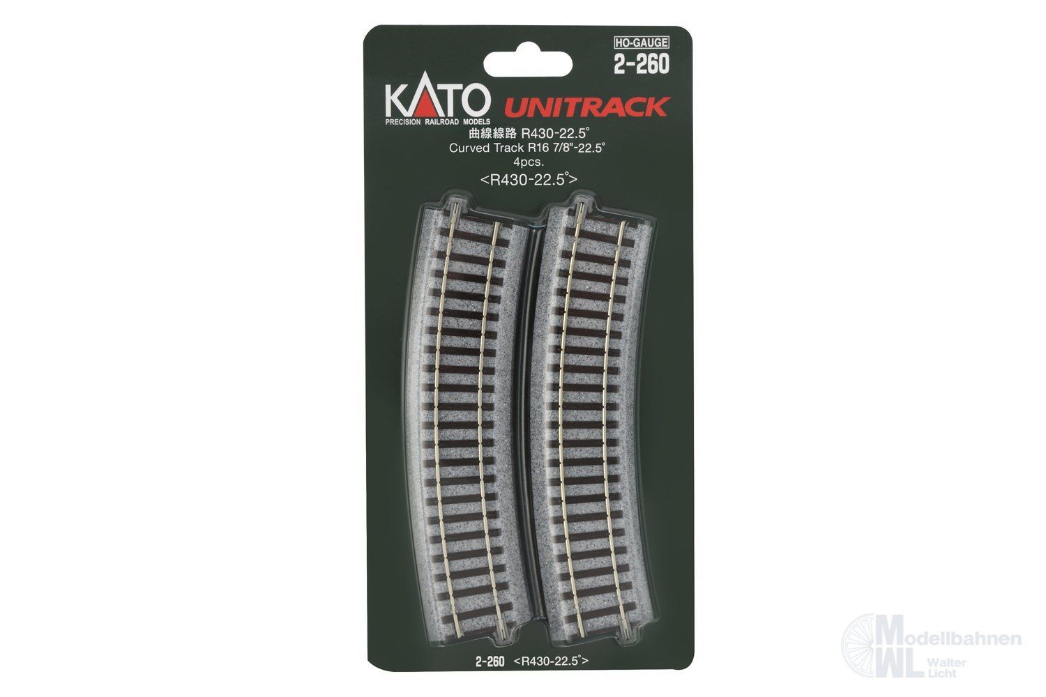 Kato 2-260 - Gleis gebogen R430mm 22,5° H0 1:87