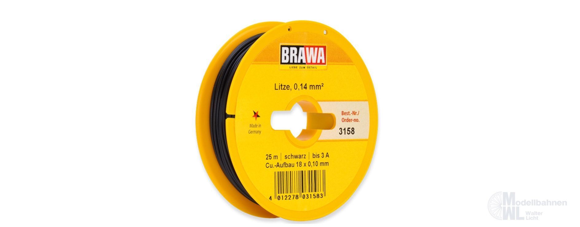 Brawa 3158 - Litze schwarz 25 Meter