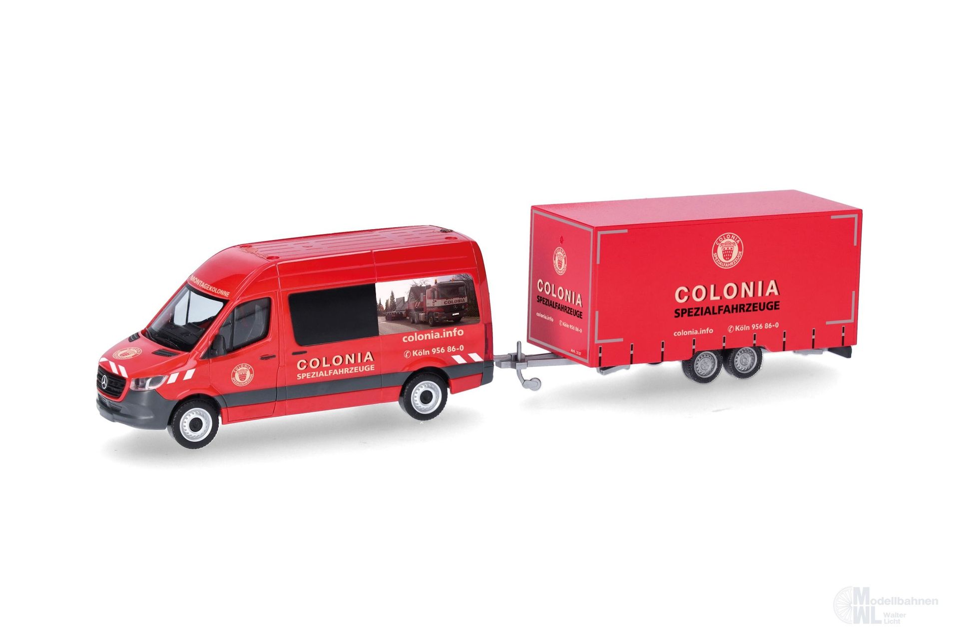 Herpa 098618 - Mercedes-Benz Sprinter 18 Halbbus mit Anhänger Colonia H0 1:87 Herpa 098618 - Mercedes-Benz Sprinter 18 Halbbus mit Anhänger Colonia H0 1:87