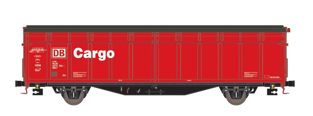 H45002 Hobbytrain 45002 - Schiebewandwagen DB Cargo Ep.VI Hbbillns verkehrsrot H0/GL