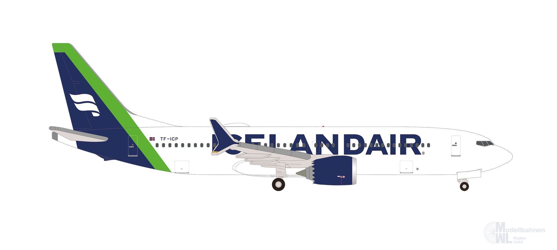 Herpa 538466 - Boeing 737 Max 8 Icelandair green H0 1:500