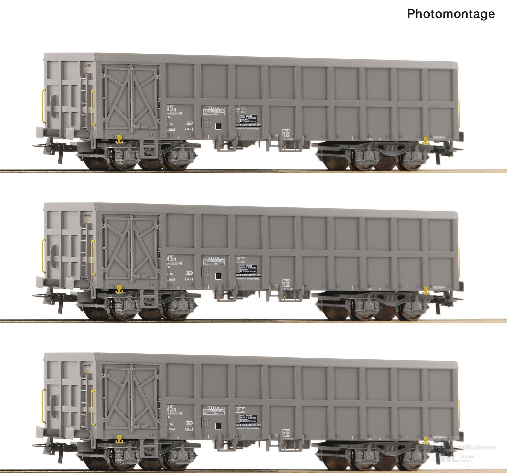 Roco 6600203 - Güterwagen Set SNCF Ep.V/VI 3.tlg. H0/GL