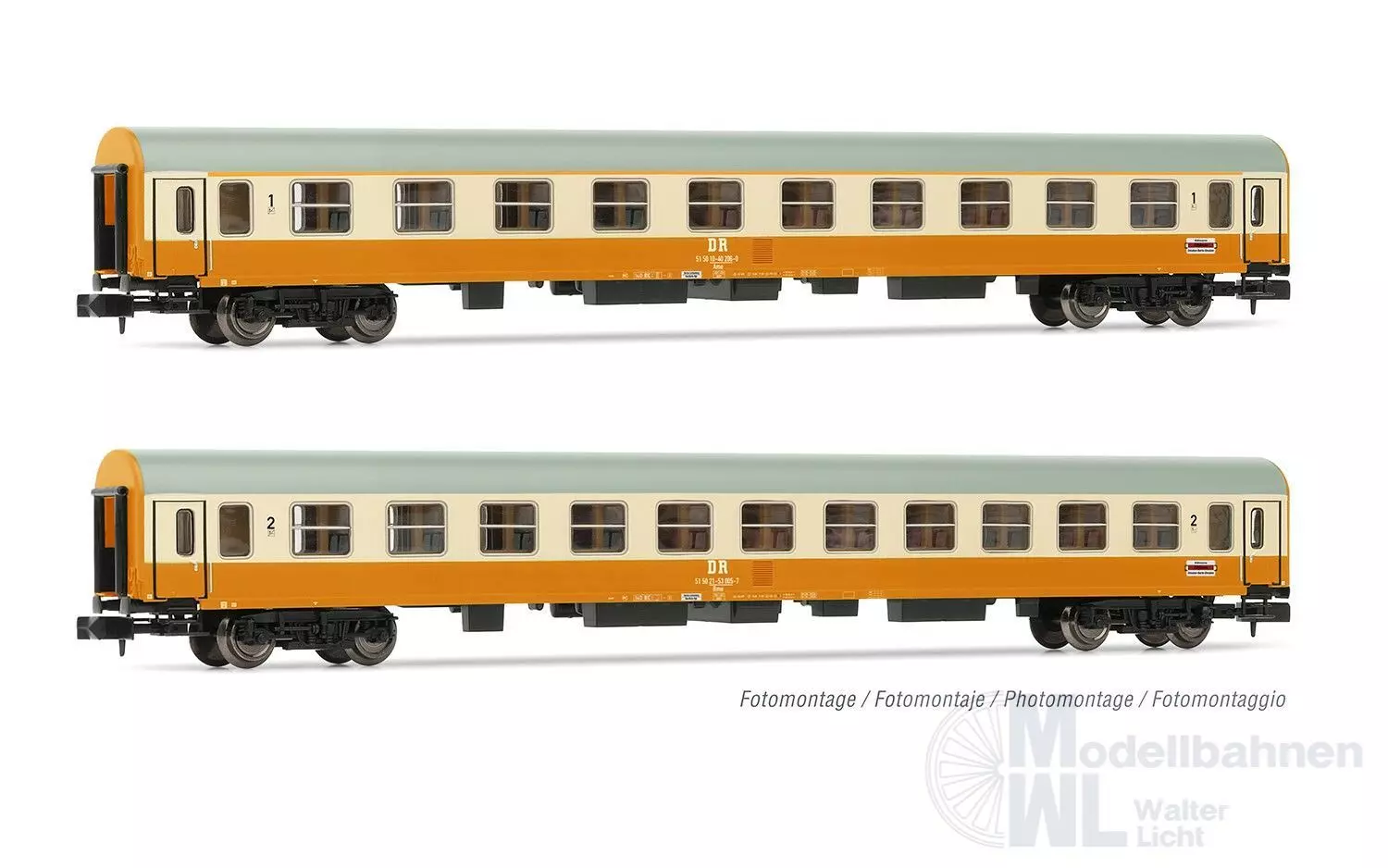 Arnold 4435 - Reisezugwagen Set DR Ep.IV 2.tlg. N 1:160