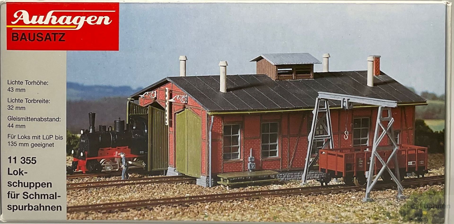 Auhagen 11355 - Lokschuppen für Schmalspurbahnen mit Bockkran H0 1:87