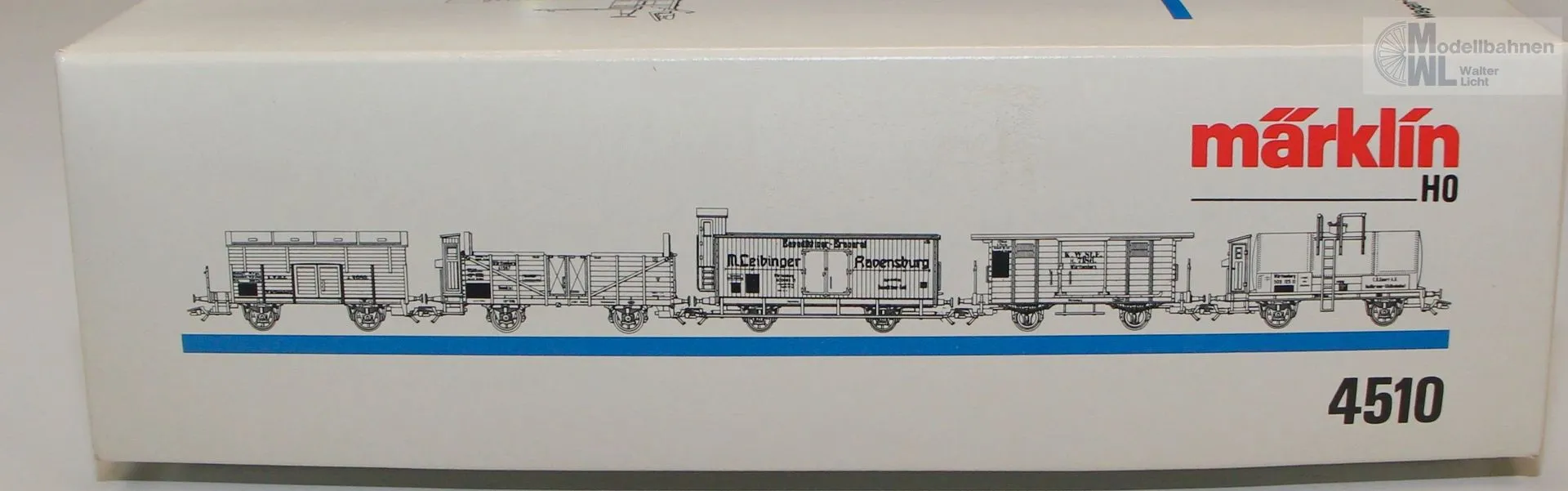 Märklin 4510 - MÄRKLIN - Güterwagen Set Württemberg Ep.I 5.tlg. H0/WS