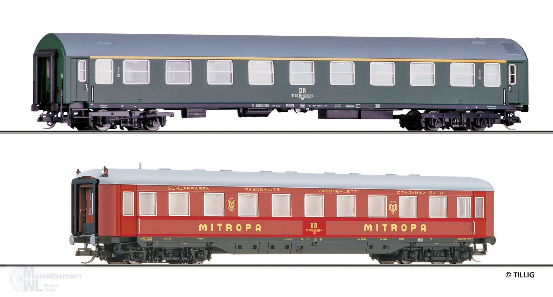 Tillig 502803 - Schnellzug Set DR Ep.IV 2.tlg. Teil 1 TT 1:120 Tillig 502803 - Schnellzug Set DR Ep.IV 2.tlg. Teil 1 TT 1:120