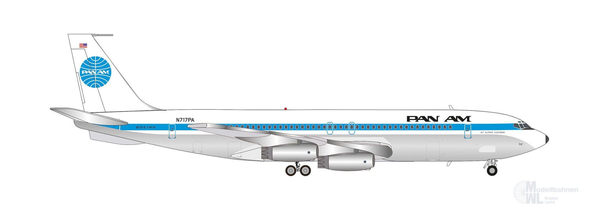 Herpa 573696 - Boeing 707-320 Pan Am Jet Clipper Fleetwing H0 1:200