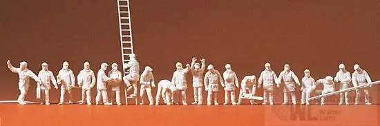 Preiser 16351 - Feuerwehrmänner in moderner Ensatzkleidung unbemalt H0 1:87