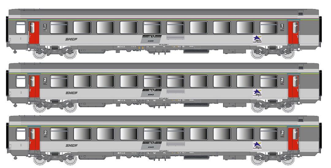 LS Models 41219 - PersonenwagenSet SNCF Ep.V VTU A10tu+B11tu+B11tux IB 3.tlg. H0/GL