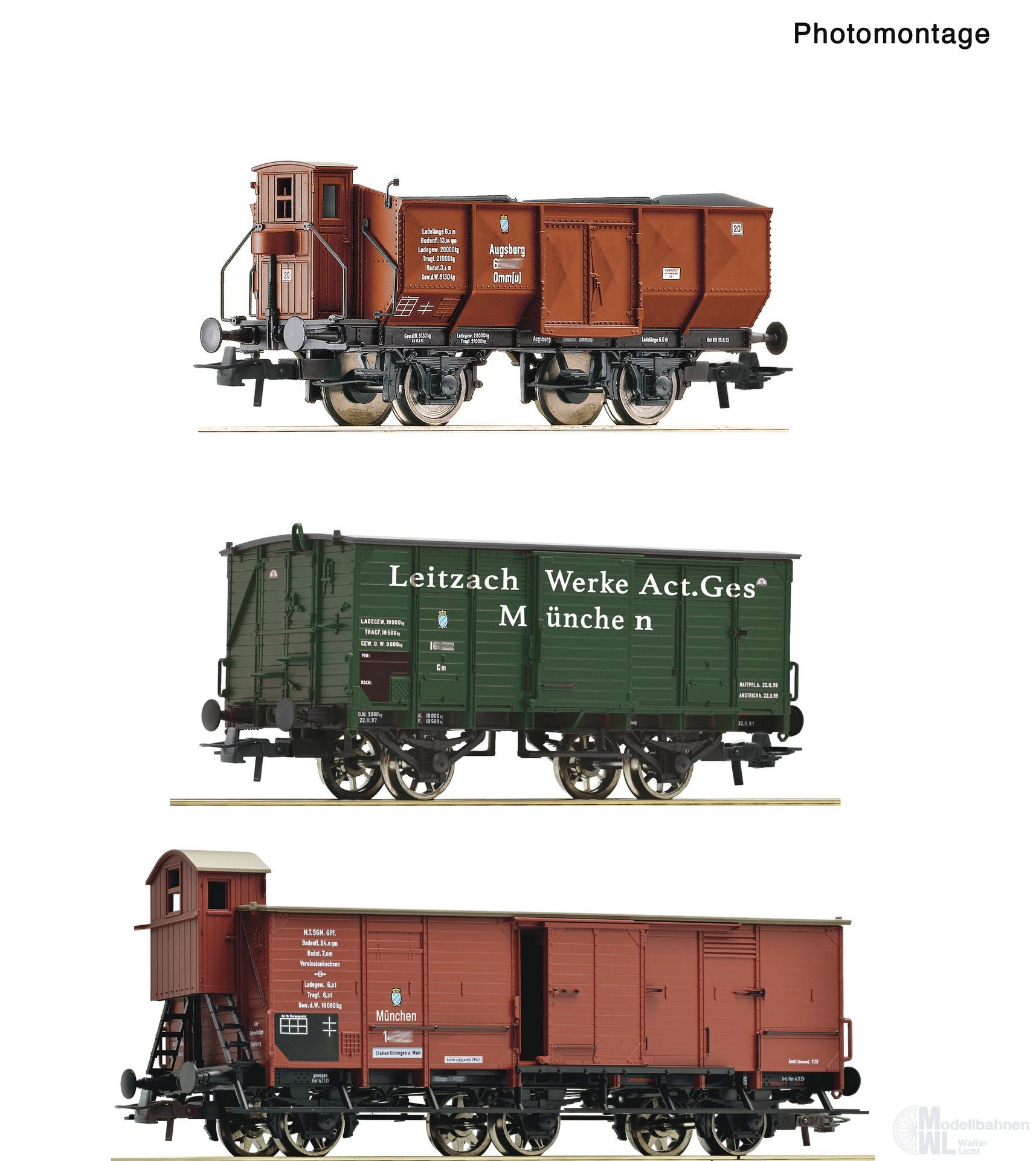 Roco 6600223 - Güterzug Set K.Bas.Sts.B. Ep.I 3.tlg. H0/GL
