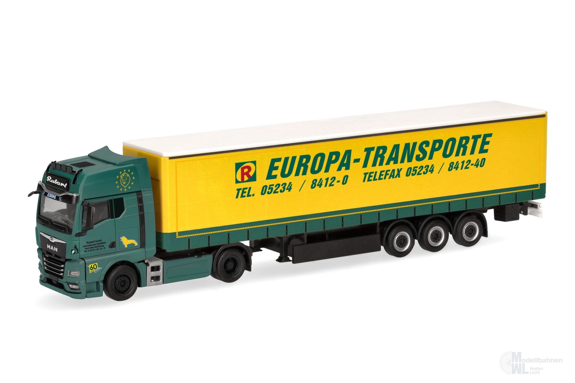 Herpa 319874 - MAN TGX GX Gardinenplanen Sattelzug Rubart Europa Transporte H0 1:87 Herpa 319874 - MAN TGX GX Gardinenplanen Sattelzug Rubart Europa Transporte H0 1:87