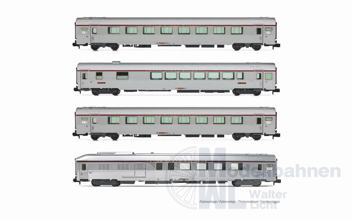 Arnold 4499 - Personenwagen Set SNCF Ep.IV TEE Jules Verne 4.tlg. N 1:160