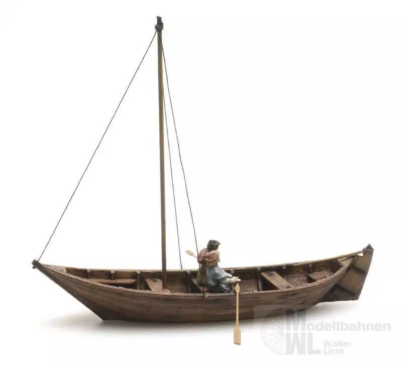 ARTITEC b.v. 10334 - Ruderboot mit 2 Fig 15. Jh BAUSATZ H0 1:87