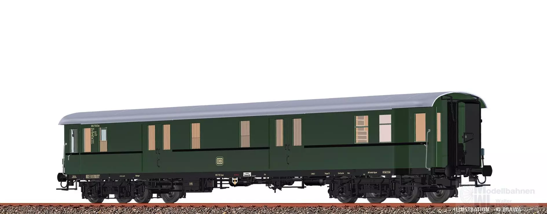 Brawa 58297 - Gepäckwagen DB Ep.III Pw4ü-37/52 H0/GL Innenbeleuchtung