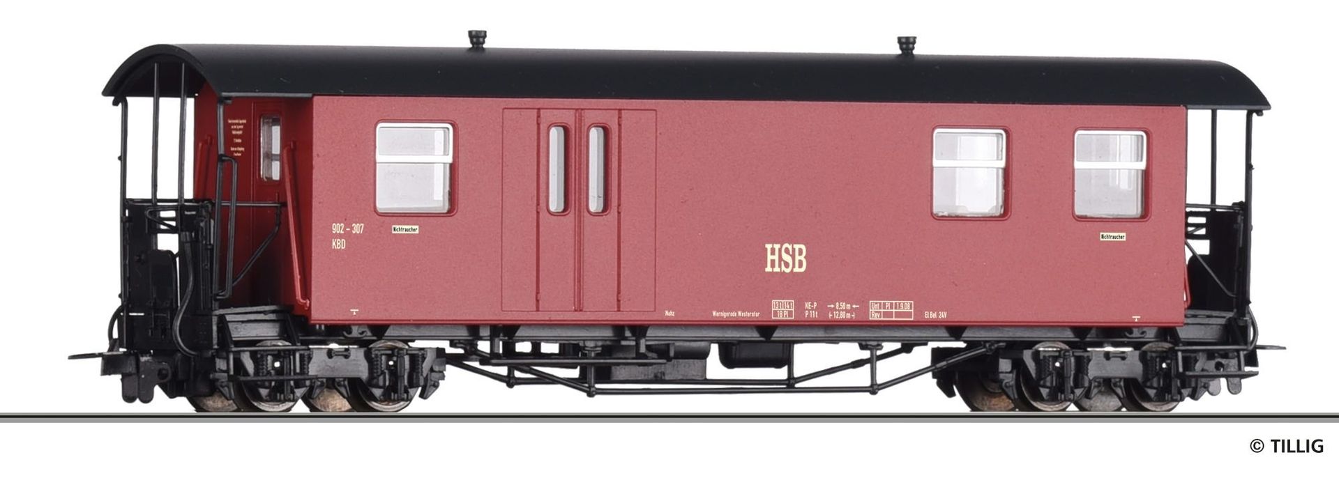 Tillig 03967 - Personenwagen mit Gepäckabteil HSB Ep.V/VI KBDi H0e