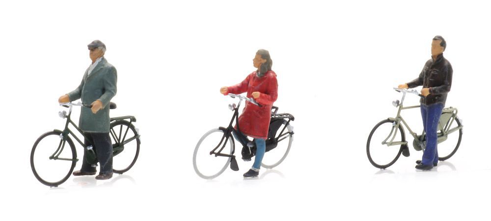 ARTITEC b.v. 5870018 - Radfahrer an der Ampel 3 Figuren mit Rad H0 1:87