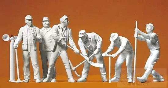 Preiser 45182 - Gleisbauarbeiter 6 Figuren unbemalt Spur G