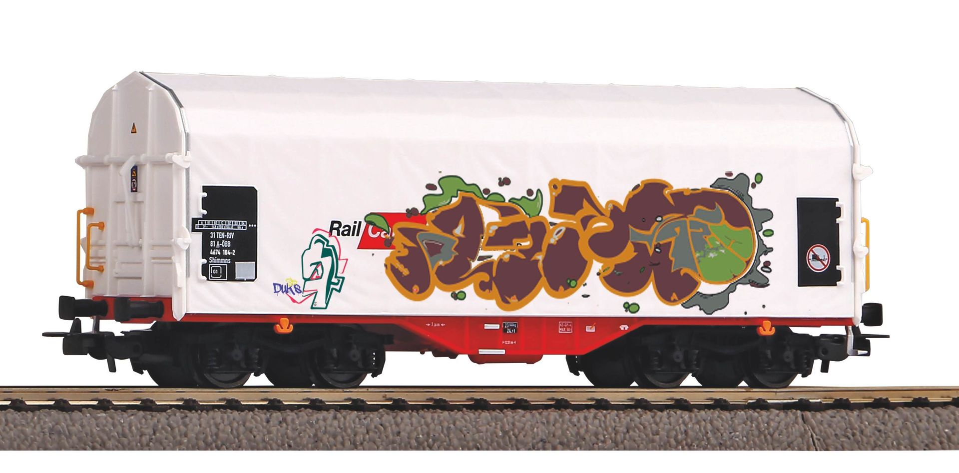 Piko 58982 - Schiebeplanenwagen ÖBB Ep.VI Rail Cargo Austria mit Graffiti H0/GL