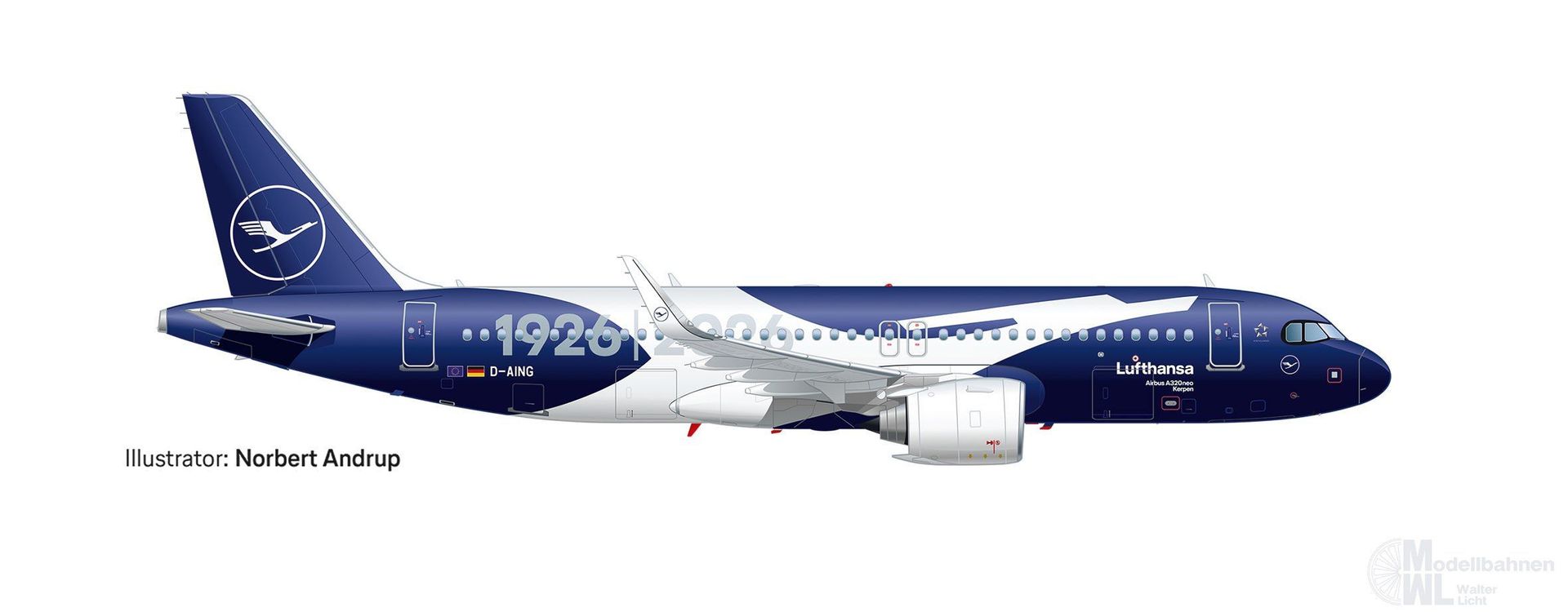 Herpa 539487 - Airbus A320neo Lufthansa 100 Jahre 1:500
