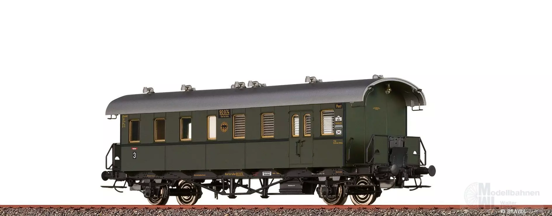 Brawa 45768 - Personenwagen DRG Ep.II CPostid 90 974 Karlsruhe H0/GL