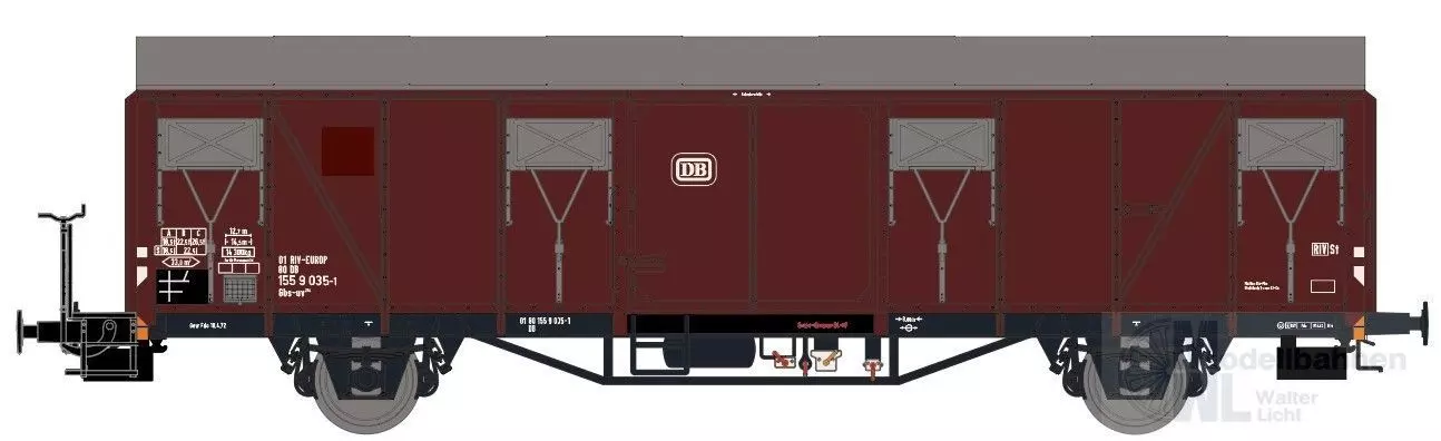Exact Train 23103 - Güterwagen gedeckt DB Ep.IV Gbs-uv 254 mit Bremserbühne H0/GL