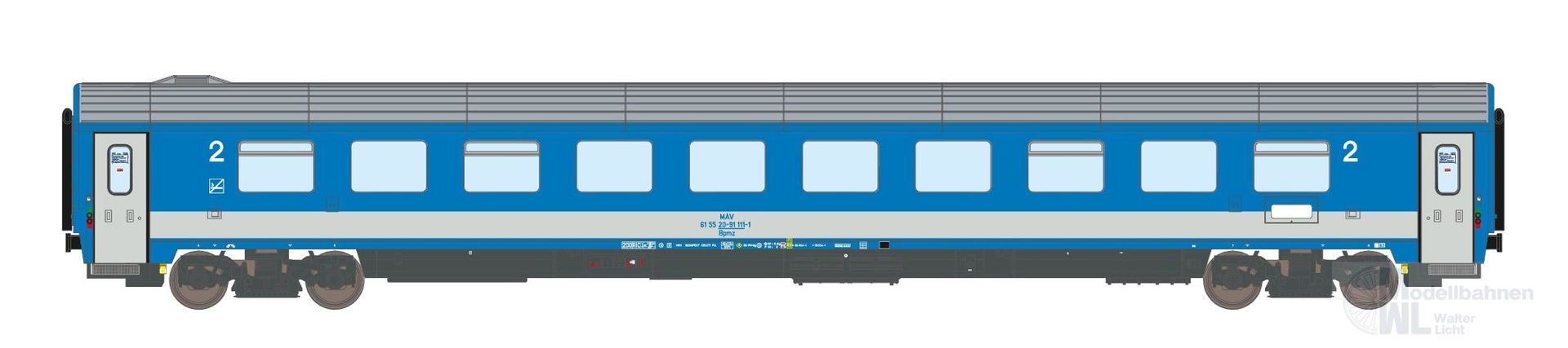 ASM 195573 - Personenwagen MAV Ep.V Bpmz 20-91 2.Kl. EC25/24 3.Betr.Nr. N 1:160