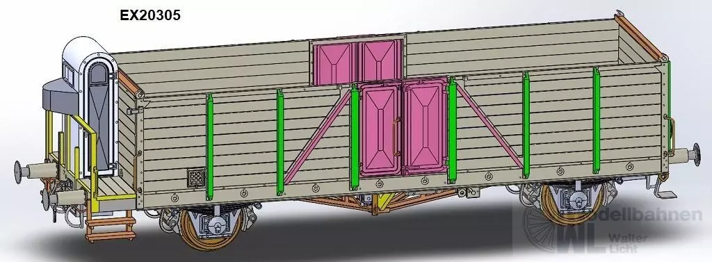 Exact Train 20305 - Güterwagen offen PKP Ep.III Villach mit Bremserhaus H0/GL