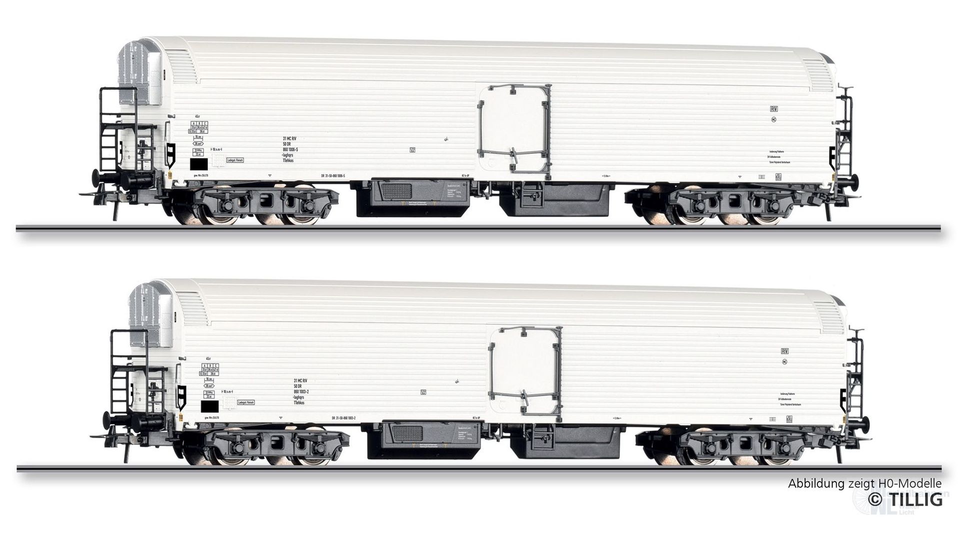 Tillig 01144 - Maschinenkühlwagen Set DR Ep.IV 2.tlg TT 1:120