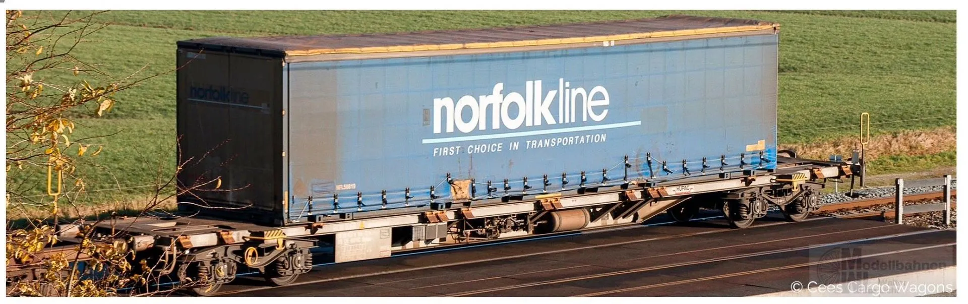 Sudexpress S4576024 - Container Tragwagen HUPAC Ep.VI Sgnss 60 Norfork Line H0/GL