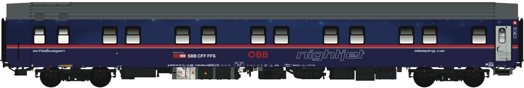 LS Models 49000 - Schlafwagen ÖBB nightjet Ep.VI WLABmz WLAB32s H0/GL