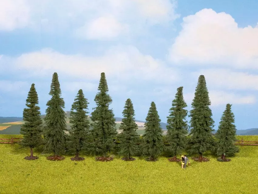 Noch 25086 - Tannen 9 Stück, ca. 8 - 12 cm hoch H0/TT/N/Z
