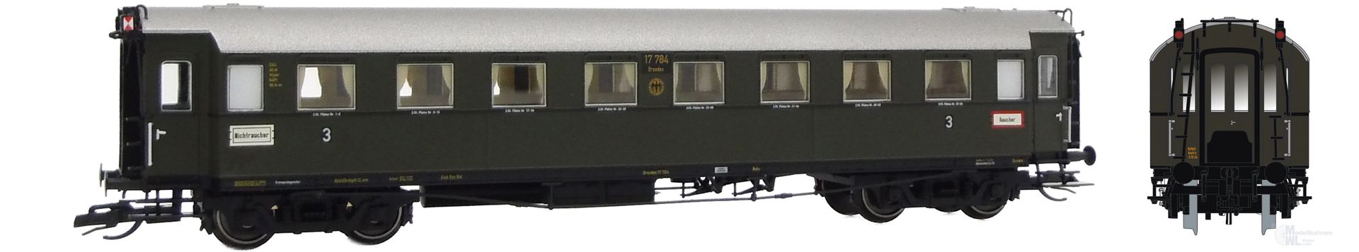 Saxonia Modellbau 120226 - Personenwagen DRG Ep.II C4Ü Sa 07 Schlusswagen Beleuchtung TT 1:120