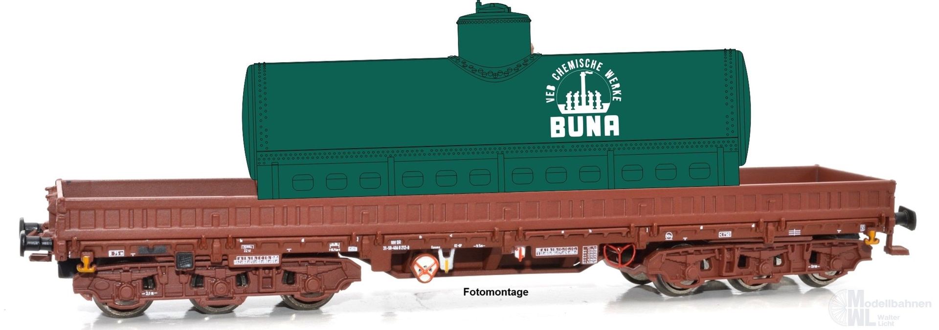 NPE NW52978 - Schwerlastwagen DR Ep.IV Samms 4860 ozeangrüner Kessel VEB BUNA TT 1:120